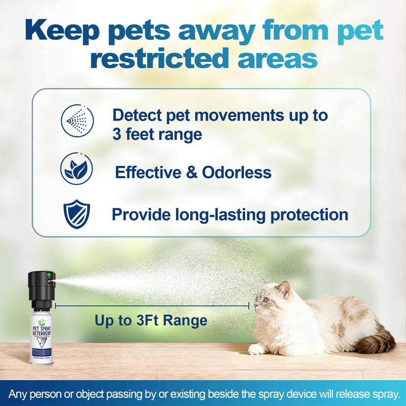 Cat Deterrent Spray Refill, Pet Spray Deterrent System, Motion Activated Cat System, Cat & Dog Odorless & Indoor, Up to 3 Feet Away, Pet Deterrent Spray Refill White-1 Pack
