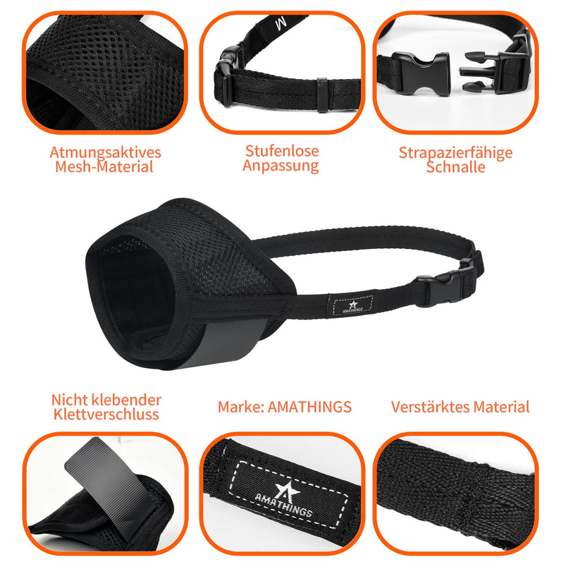 AMATHINGS dog muzzle size: XL, black, nylon, adjustable, breathable, bite protection, prevents chewing and barking, drinking possible - BeesActive Australia