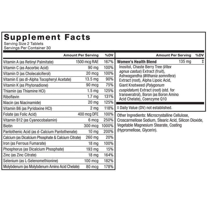 Force Factor Women’s Multivitamin with 20 Vitamins & Minerals | Multivitamin for Women to Support Hormone Balance, Energy, Immunity, Gut Health, with Ashwagandha, Chasteberry, 60 Tablets Women's