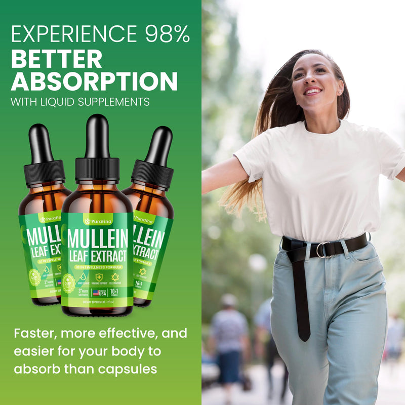 Mullein Drops for Lungs, 10-in-1 Mullein Leaf Extract for Lung Cleanse with Chrolophyll, Sea Moss, Spirulina, Elderberry Organic Respiratory Health Lung Detox - USA Made Mullin Supplement (1 Bottle)