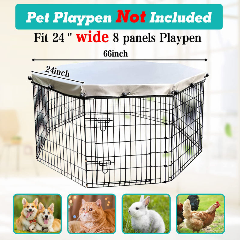 PINVNBY Dog Playpen Cover, Dog Pen Cover for Waterproof and Sunproof, Universal Dog Pen Top Cover for Indoor and Outdoor Use, pet Pen Cover Fits 24" Wide 8 Panels Dog Playpen (Not Include Dog Pen) 24 inches - BeesActive Australia