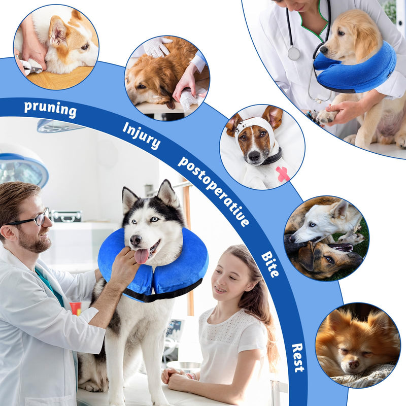 panemy Inflatable Dog Neck Brace & Cat Neck Brace, Dog Neck Brace with Adjustable Velcro Fastener, Dog Neck Brace, Suitable for Operations or Wound Healing, Anti-Biting and Anti-Licking Blue L - BeesActive Australia