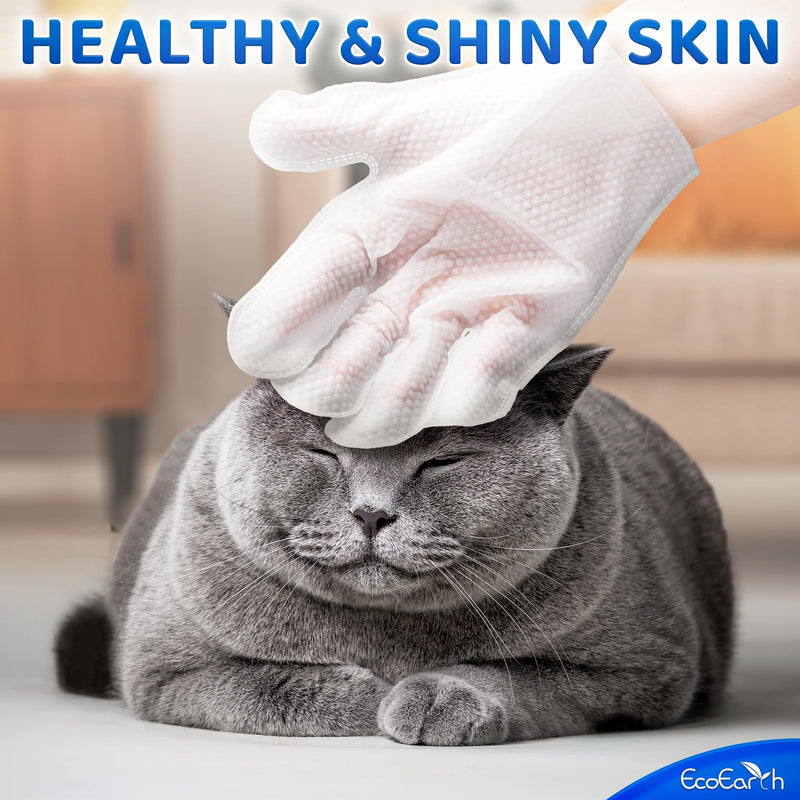 EcoEarth Premium Pet Wet Wipes for Dogs & Cats - Pack of 6 - Disposable Washing Gloves for Bathing & Grooming - Cleaning Gloves for Paws & Body - BeesActive Australia
