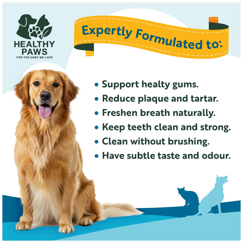 Healthy Paws Dental Water Additive for Dogs & Cats - Supports Clean Teeth, Fresh Breath & Healthy Gums - Plaque & Tartar Control - No Brushing Needed