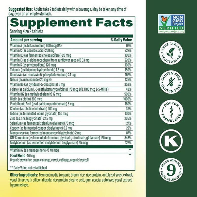 MegaFood Advanced Multivitamin for Men, Doctor Formulated, 120 Tablets | Immune Support, Cellular Energy, Heart & Brain Health, Choline, Methylfolate, Vitamin C, D3, Zinc, Vegetarian, 60 Servings 120 Count (Pack of 1)