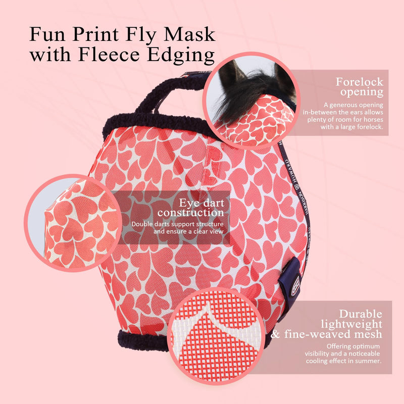 Harrison Howard All Round Mesh Horse Fly Mask UV Protective with Fleece Padded Edging and Fun Prints Forelock Opening Design Mask for Horse Hearts Large - BeesActive Australia