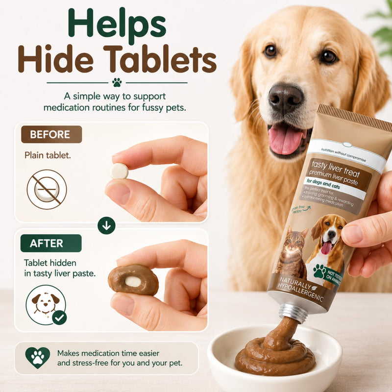 Tasty Liver Treat Paste for Dogs & Cats 75g x 3, Grain-Free Pet Pate with Tube Squeezer Tool, Easy Squeeze Training Reward, Lick Mat Paste, Food Topper & Medication Helper