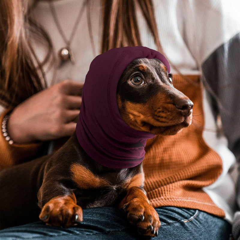 IECOii Calming Hoodie Dog Ear Cover Dull Red,L -Soft No Shake Dog Ear Wrap Hematoma, Adjustable Head Protection for Fireworks Grooming, Anxiety Relief, Thunderstorm, Bathing Noise Protection