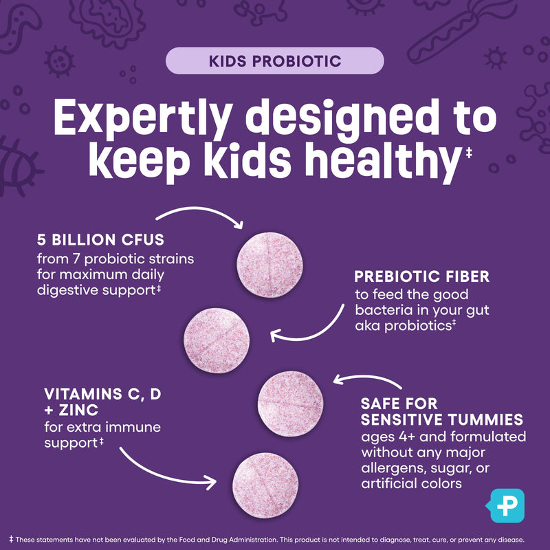 Physician's CHOICE Probiotics for Kids - 7 Diverse Strains, Organic Prebiotics, Vitamins & Minerals - Clinically Studied L. Rhamnosus - Immune & Digestive Support - No Sugar or Artificial Dyes - 60ct Tart Berry 60 Count (Pack of 1)