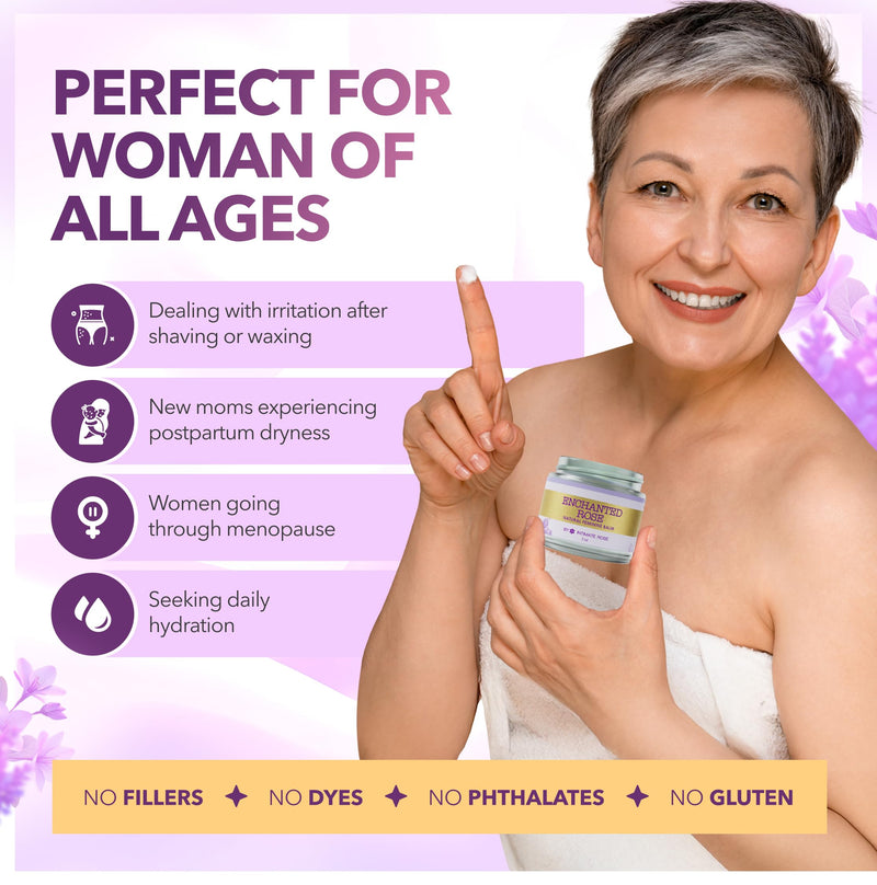 Vulva Balm & Organic Vaginal Moisturizer for Women: Natural Vulva Moisturizer & Vulva Cream for Dryness on Intimate Skin - NON Estrogen Cream - Perfect for Menopause & Shaving Rash Relief 2 Ounce (Pack of 1)