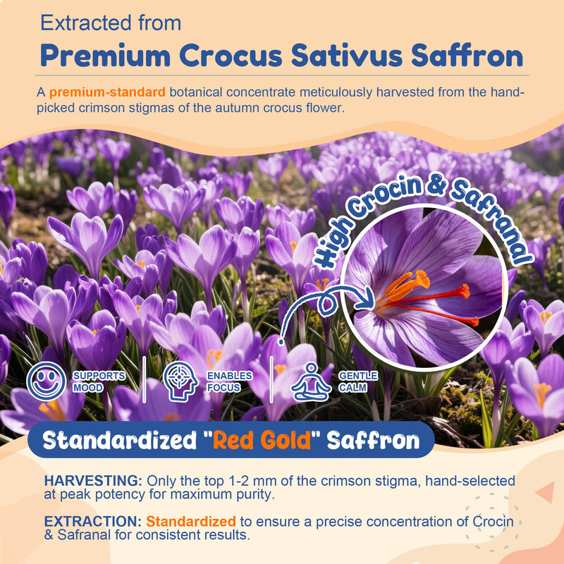 Saffron Kids Gummies: Mood & Focus Support with Magnesium, 0 Sugar | 50mg Saffron, Lion's Mane & PS for School Focus, Calm Mood with Magnesium & L-Theanine. Algal Omega-3 & Lutein Eye Shield