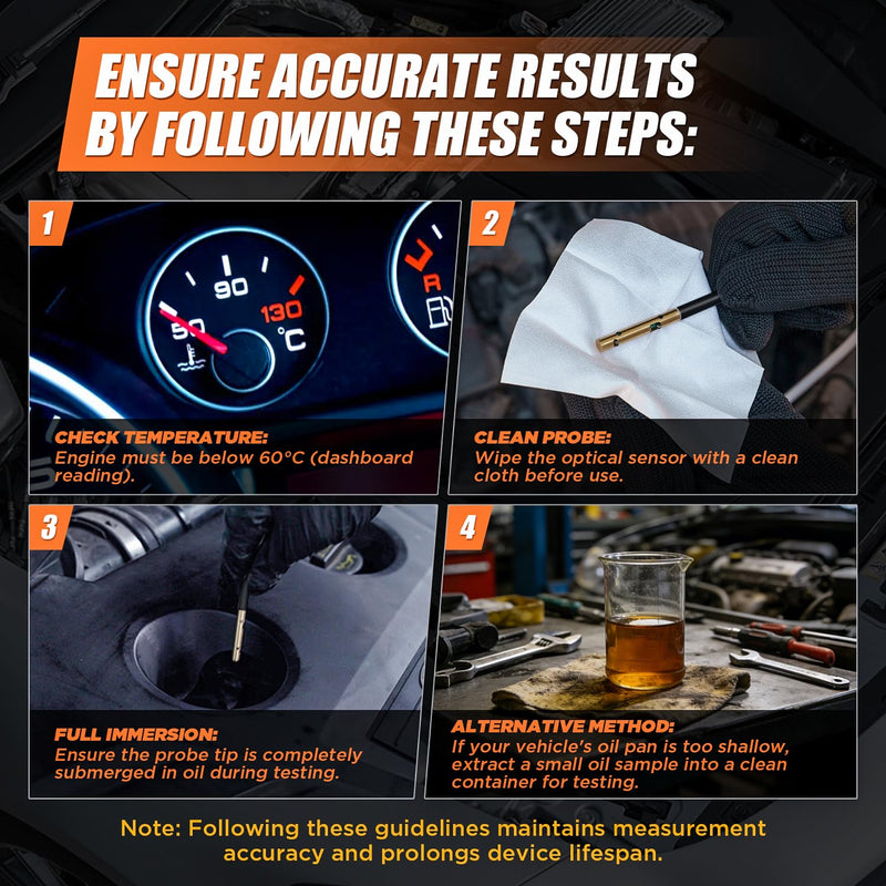 Engine Oil Tester for Gasoline and Diesel Vehicles, Engine Oil Quality Tester, High Precision Analyzer with 2.8" Backlit Display, 31.5" PTFE Hose, Temperature & Transmittance Display - BeesActive Australia