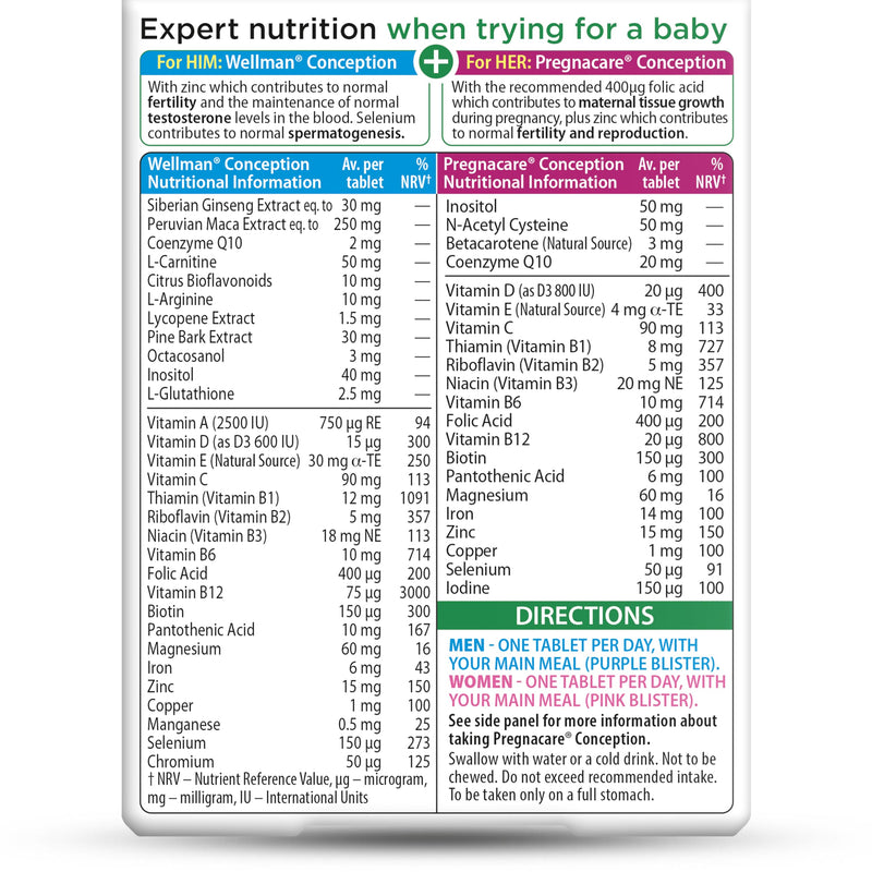 Vitabiotics - Pregnacare - His & Her Conception - 2x30 Tablets 1 Count (Pack of 60)