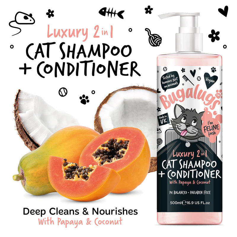 Bugalugs 2in1 cat shampoo + conditioner 500 ml pump dispenser 500 ml shampoo - BeesActive Australia