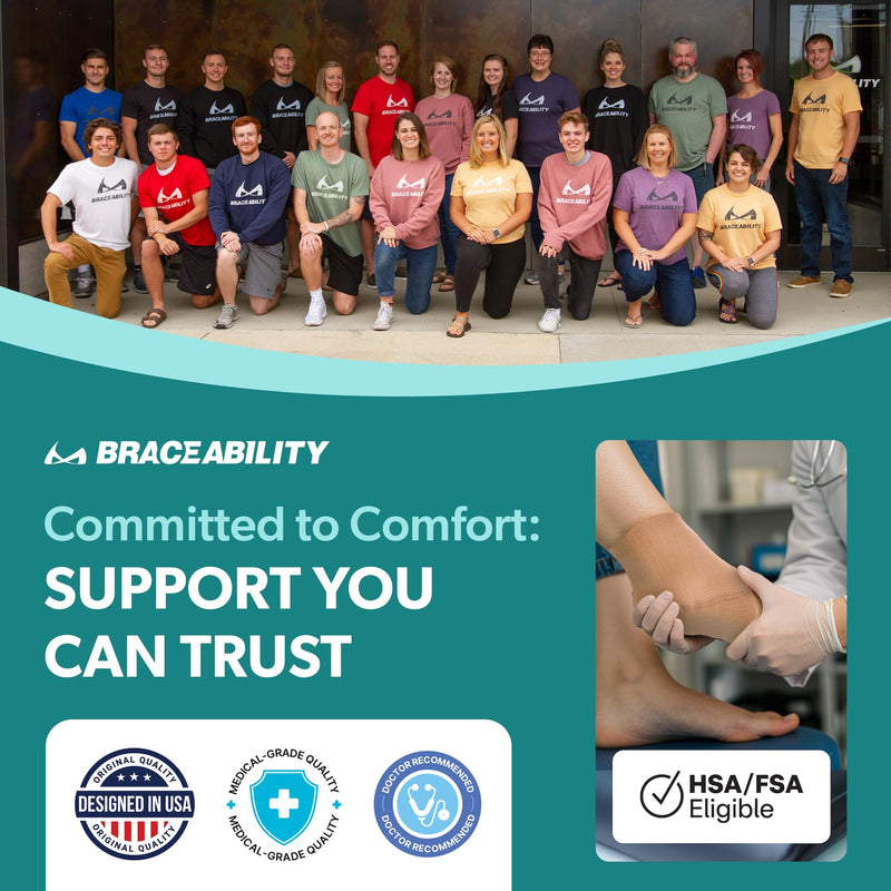 BraceAbility Elastic Ankle Support Brace - Lightweight Slip on Foot and Ankle Compression Sleeve for Gymnastics, Dance, Sports, Running, Exercise, and Sprained Ankle Swelling for Women and Men (Beige, Medium) Beige - BeesActive Australia
