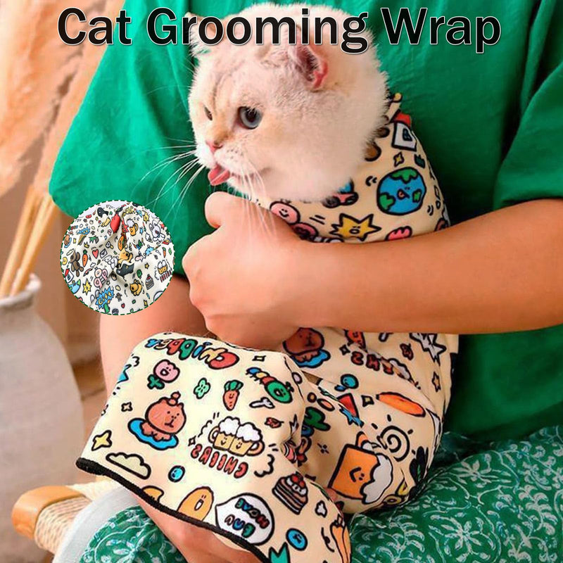 Cat Wrap for Grooming, Cat Restraint Wrap for Cutting Nails and Grooming, Self-Adherent, Anti-Bite, Anti-Scratch, Anti-Escape Calming Wrap, Cat Grooming Supplies - BeesActive Australia