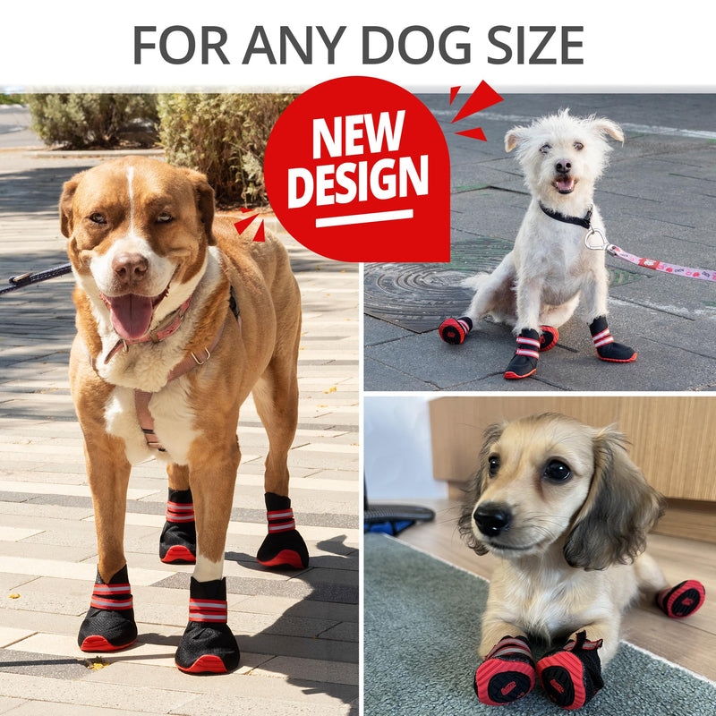 Breathable Anti-Slip Dog Shoes for Small, Medium & Large Dogs - x4 Dog Boots for Summer Hot Pavement, Hiking, Rain, Heat & General Paw Protection 75 - BeesActive Australia