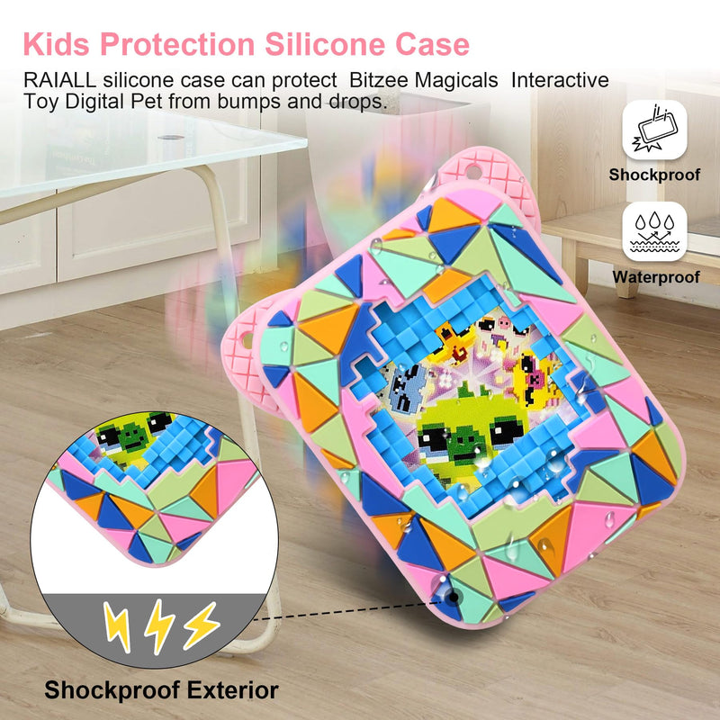 Silicone Cover Case for Bitzee Magicals Interactive Toy Digital Pet, Kids Protective Bitzee Magicals Virtual Electronic Pet Lanyard Silicone Holder, Portable Travel Soft Silicone Sleevee, Pink - BeesActive Australia