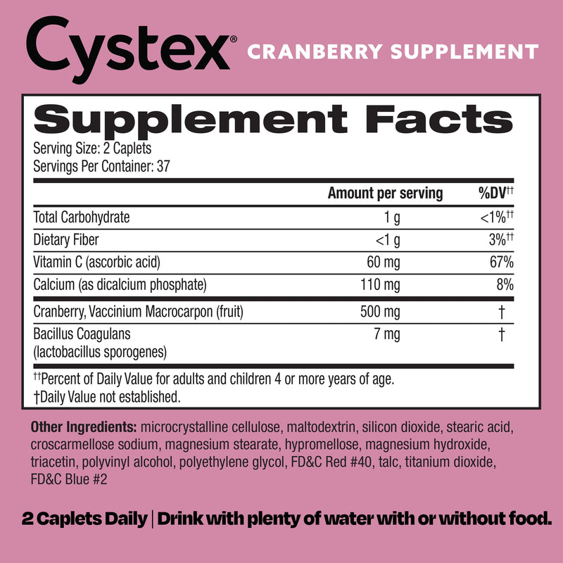 Cystex Cranberry Urinary Health Supplement - 3-in-1 UTI Protection with Probiotics, Prebiotics, & Vitamin C - Supports Vaginal pH, Yeast Balance, & Urinary Health - Fast-Acting - Sugar-Free - 75-Count - BeesActive Australia