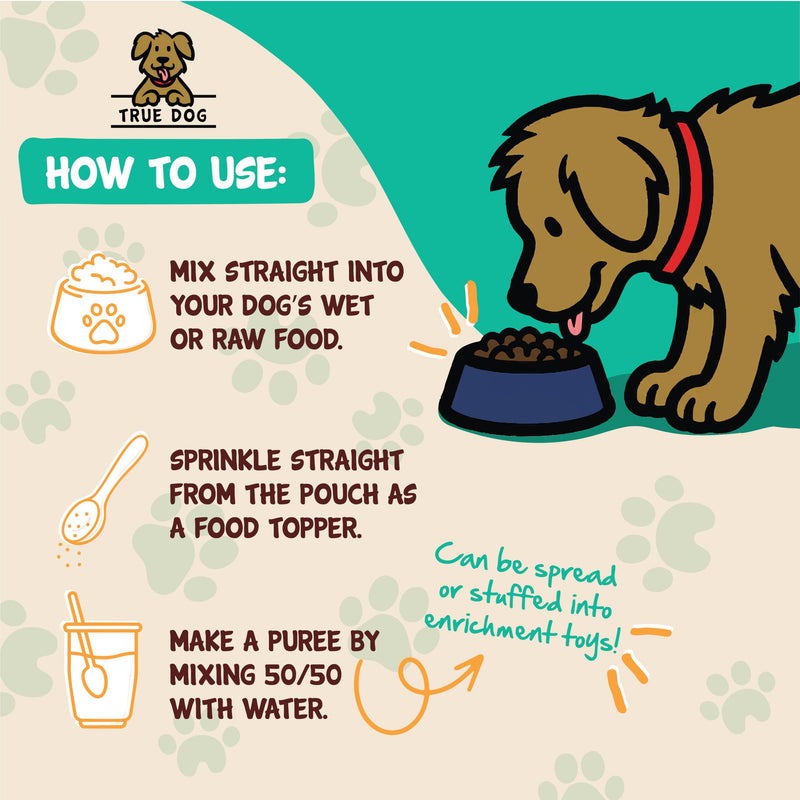 True Dog Pumpkin Powder with Pre, Pro & Postbiotics 100g | Natural Pumpkin Puree Powder for Dogs, Digestive Supplement, Stool Firming, High Fibre Dog Food Topper, Manufactured in the UK