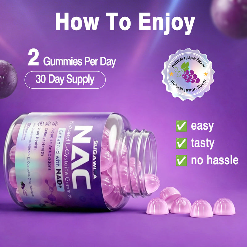NAC Supplement 1000mg with NAD+, NAC NAD Gummies for Women 60 Counts | N Acetyl Cysteine with Glutathione Quercetin Selenium Zinc Vitamin E, Antioxidants, Immune & Liver Health, Vegan, Sugar-Free