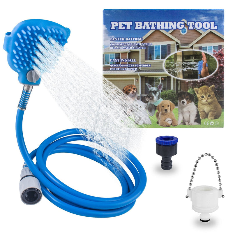 Pet shower head, Beinhome pet bath tool shower head for dogs with brush, 2.2 meter PVC hose and 2 hose adapters for dogs, cats - BeesActive Australia