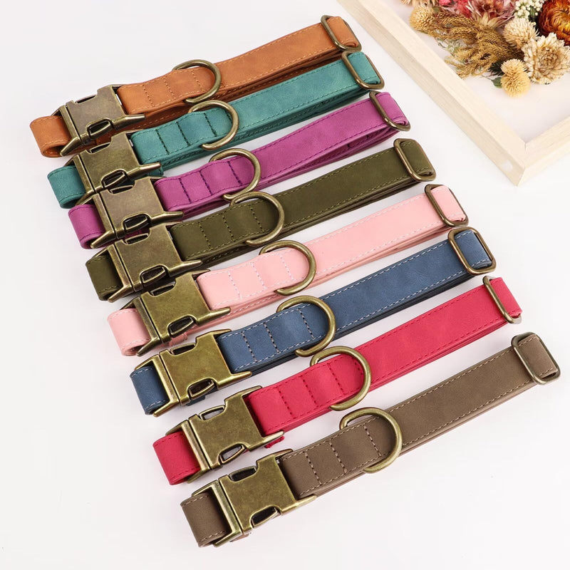 Didog Soft Leather Dog Collar, Durable Heavy Duty Dog Collars with Quick Release Metal Buckle, Adjustable Dog Collar Leather for Large Medium Dogs, Blue, L L：Fit 15-23" Neck - BeesActive Australia