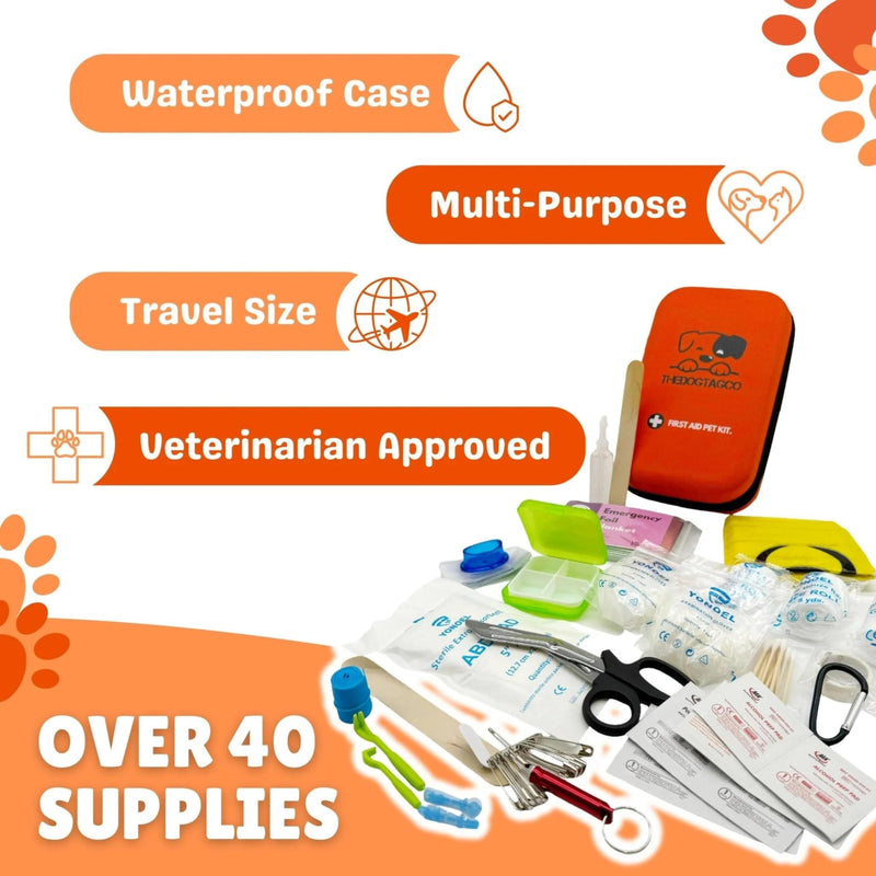 TheDogTagCo Dog First Aid Kit, Over 40 Health Supplies, Compact and Portable, Prepared for Any Pet Emergency - BeesActive Australia