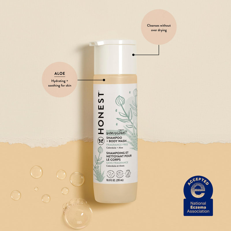The Honest Company 2-in-1 Cleansing Shampoo + Body Wash | Gentle for Baby | Naturally Derived, Tear-free, Hypoallergenic | Fragrance Free Sensitive, 10 fl oz 10 Fl Oz (Pack of 1) - BeesActive Australia