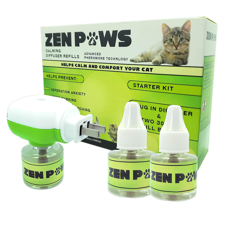 Allinall Cat Calming Pheromone Diffuser, 60 Day Starter Kit - Reassures Cats During Car Travel, Veterinary Visits & Helps Control Unwanted Behaviours Like Urine Spraying, Scratching