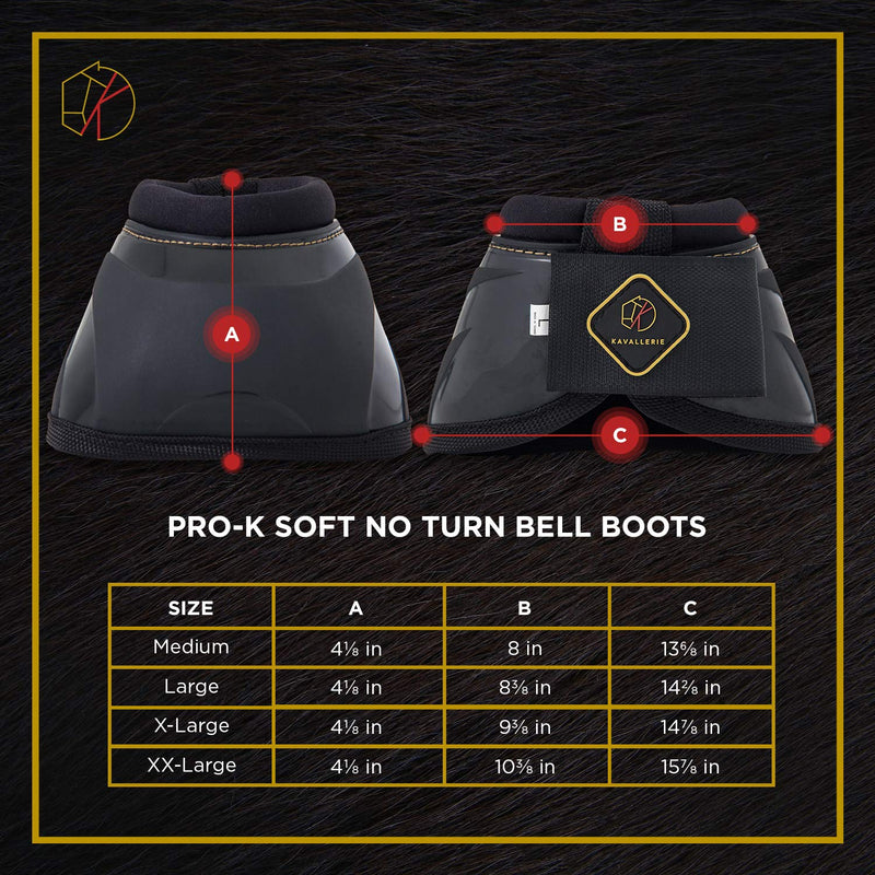 Kavallerie PRO-K Soft No Turn Bell Boots Ultimate Hoof Protection, with Anti-Spin Fastening System, Durable & Prevents Overreaching Black XXL - BeesActive Australia
