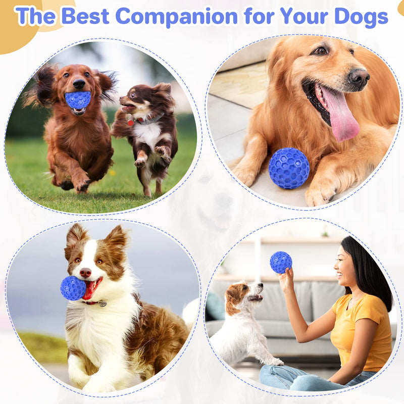 Indestructible Squeaky Dog Ball, Relieves Anxiety, Cleans Teeth, Interactive Chew Toy for Aggressive Chewers, Dog Toy for Large Breeds, Outdoor Waterproof Blue - BeesActive Australia