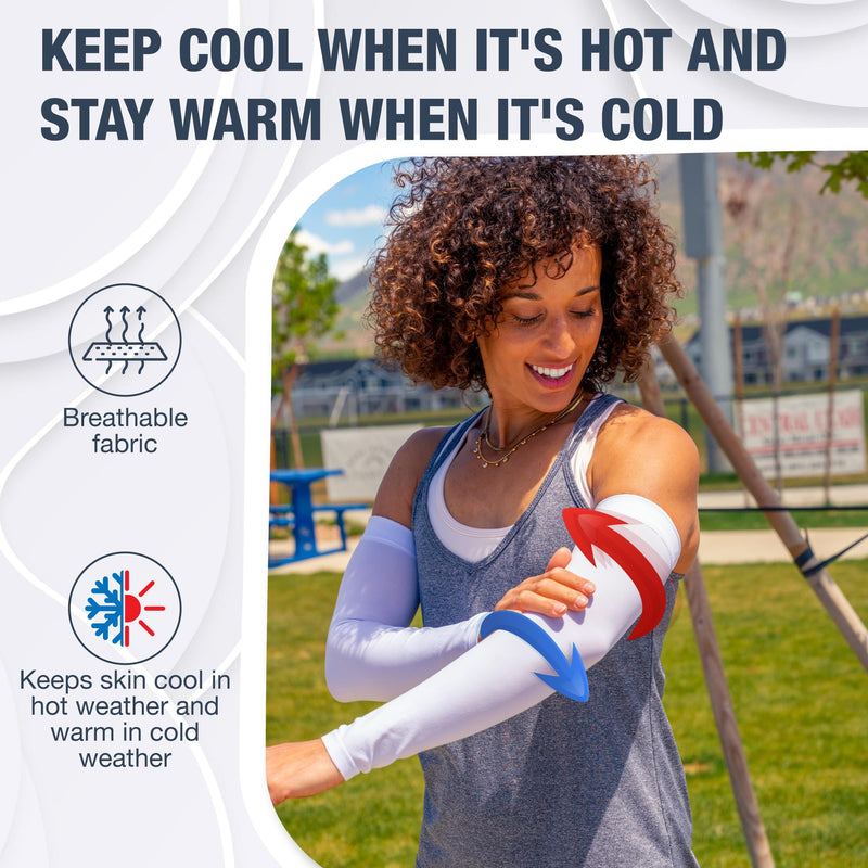 SportsTrail Cooling Arm Sleeves for Men & Women – Breathable, UV Sun Protection, Sports Arm Sleeves for Women, Men & Youth Non-Slip One Size 3 Pairs: White