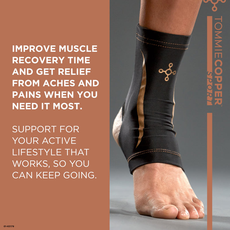 Tommie Copper Ankle Compression Sleeve (L/XL), 15-20 mmHg, 4D Stretch & Non-Slip Fit for Targeted Support, Patented Copper Znergy Fabric, Anti-Odor Benefits, Breathable Design Large/Extra Large - BeesActive Australia