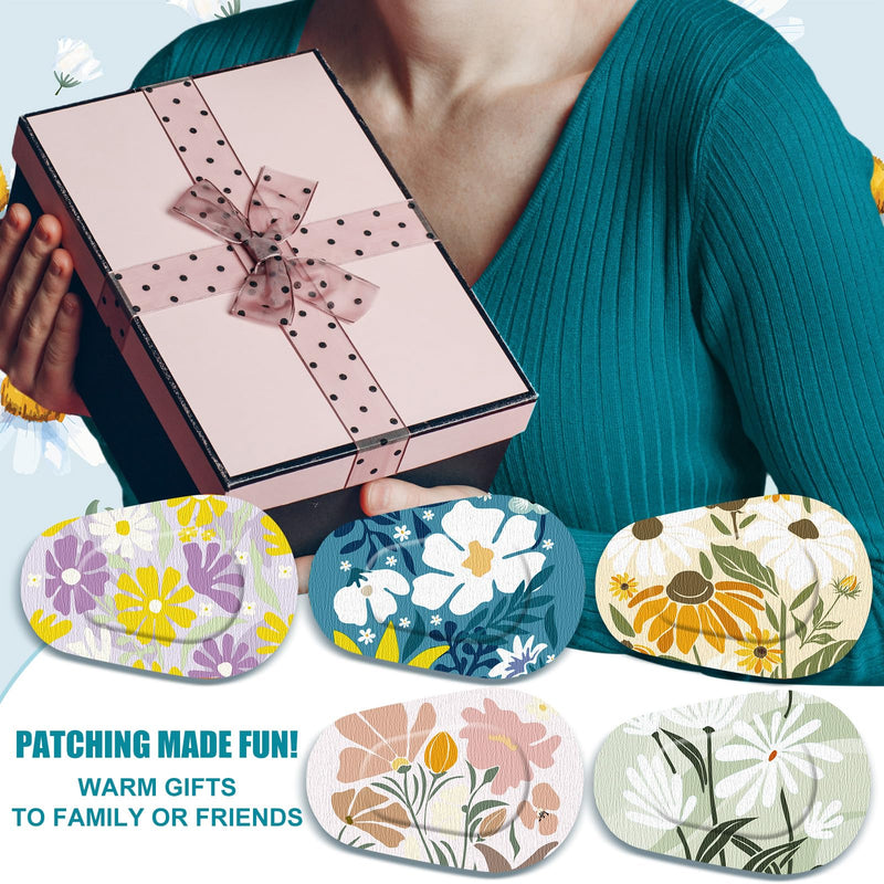 Geiserailie 50 Pcs Disposable Eye Patches for Adults with 5 Styles Vintage Boho Flower Designs Gentle Removal Eyepatches Adhesive Eyepatches for Lazy Eye Women Girl Gift - BeesActive Australia