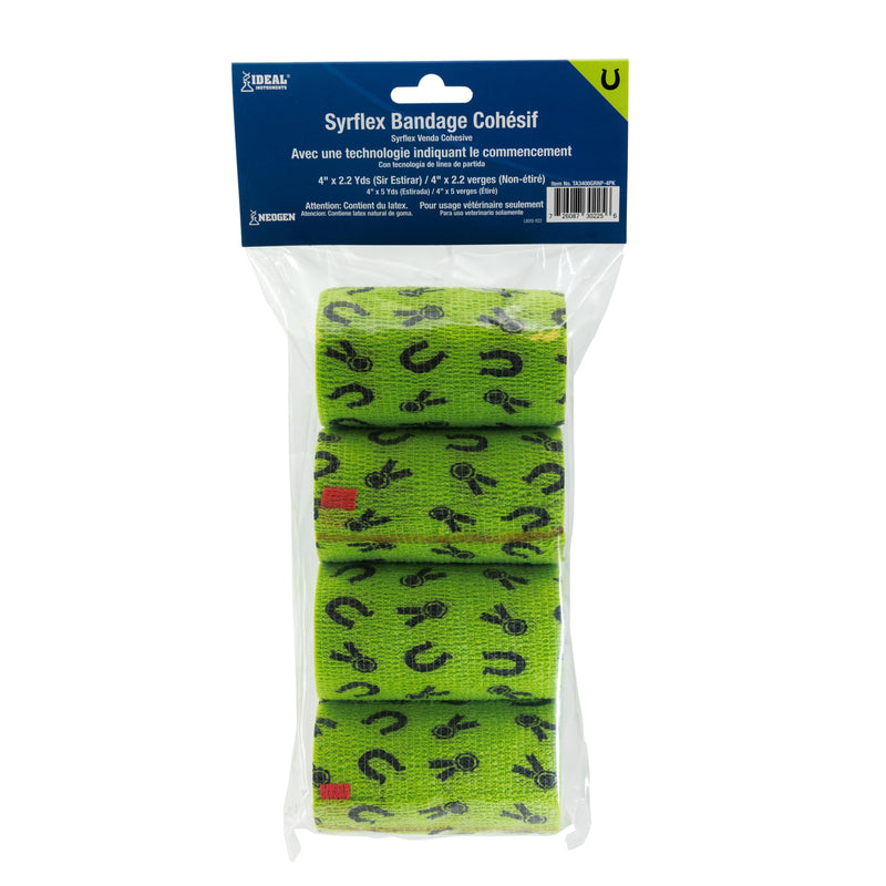 Syrflex Cohesive Bandage 4” Green Horse Shoes and Ribbons 4pk - BeesActive Australia