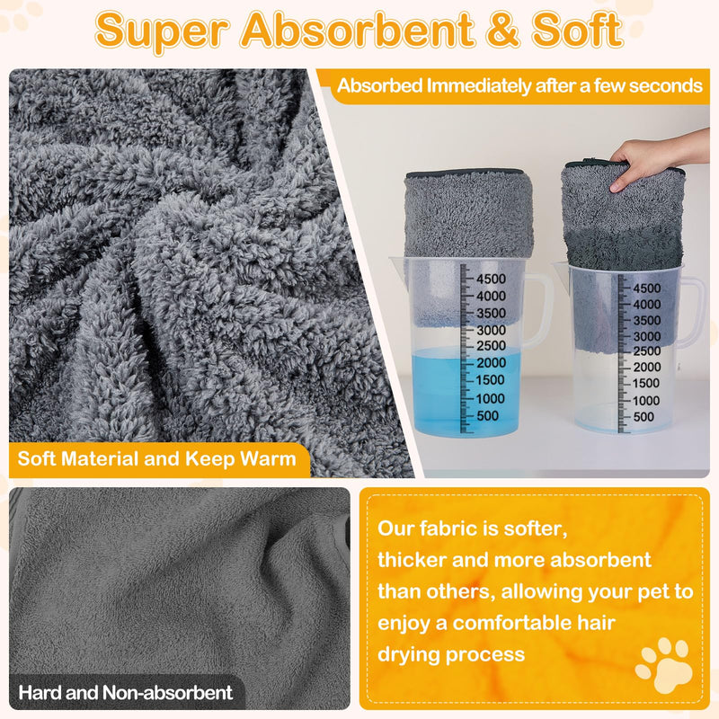 Glittme Dog Bathrobe, Super Soft Dog Robe Quick Drying Dog Towels for Drying Dogs Large, Adjustable Dog Robes for After Bath, and Dog Dryer for Dog, Puppy, M, Grey Medium - BeesActive Australia