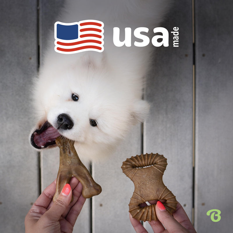 Benebone 2-pack Wishbone/Dental Durable Dog Chew Toys, Dog Toys for Aggressive Chewers, Real Bacon, Made in USA, Medium - BeesActive Australia