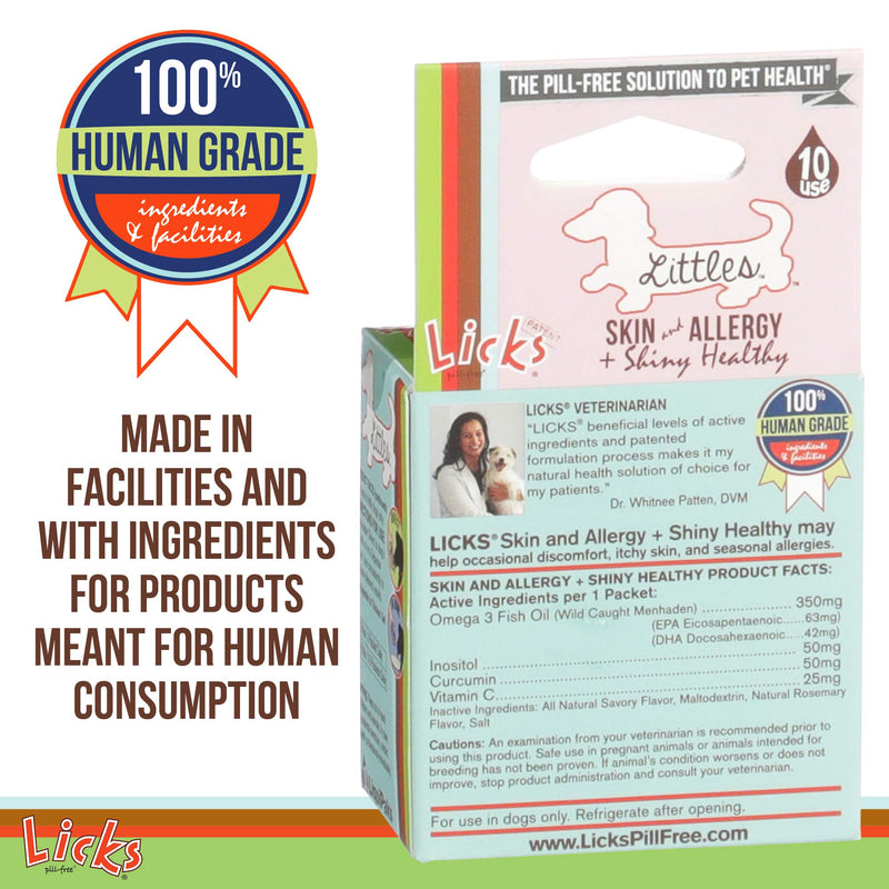 Licks Pill-Free Small Breed Dog Skin and Allergy - Omega 3 Dog Allergy Relief - Dog Vitamins & Supplements for Itch Relief - Turmeric Supplement for Dog Skin - Gel Packets - 10 Use 10 Count (Pack of 1) - PawsPlanet Australia