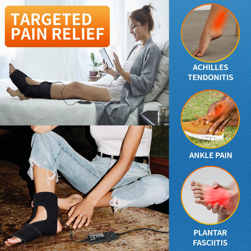 sticro Ankle Heating Pad for Achilles Tendonitis and Plantar Fasciitis Relief, Heated Ankle Brace Foot Heating Pad Wrap with Massage Ball for Sprained Ankle, Arthritis Foot Heel Pain Relief (Black) Black