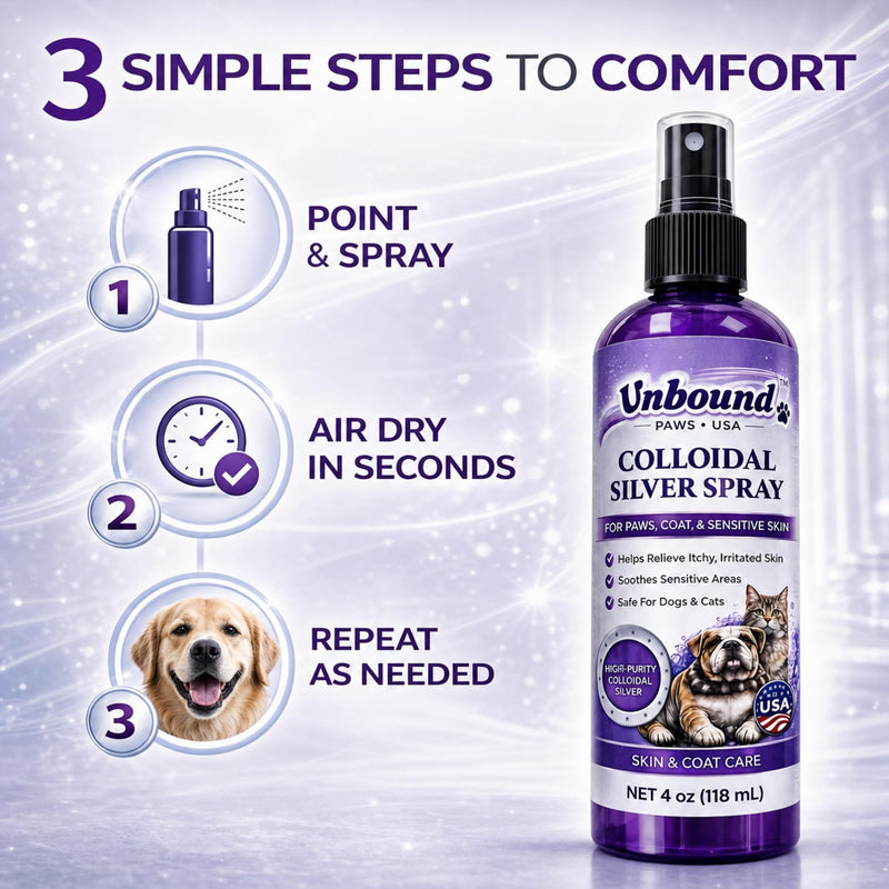 Colloidal Silver Spray for Dogs & Cats – Gentle Skin & Coat Support – Soothes Irritated Skin, Rashes & Scratches – Natural Pet Care – 4 Oz