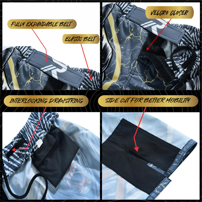 ROAR-INT Kids Mixed Martial Arts MMA Shorts BJJ Cross Training Gym Boxing Grappling Kickboxing Muay Thai Workout Shorts Small Gorilla