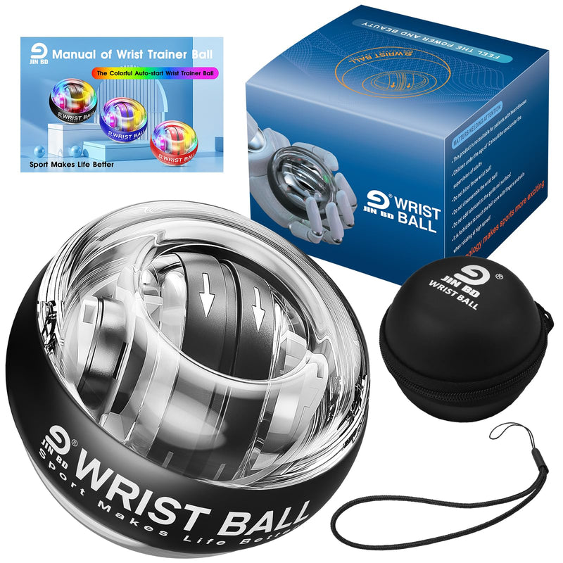 Wrist Ball Gyroscope Forearm Trainer, Torque Ball, Power, Automatic Start Wrist Strengthener, Black without LED light combination