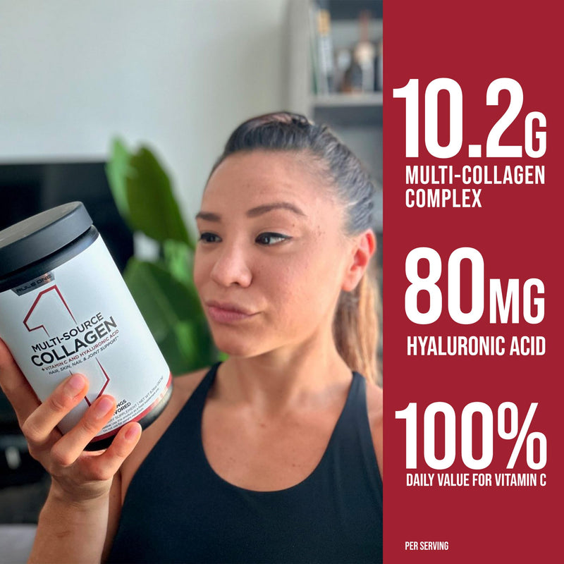 Rule 1 Proteins Multi-Source Collagen, Unflavored, 25 Servings | Bovine, Chicken, Fish & Eggshell Collagen Sources + Hyaluronic Acid & Vitamin C for Hair, Skin, & Nail Support