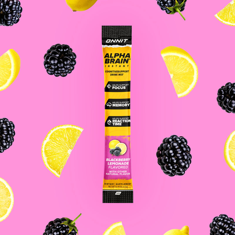 ONNIT Alpha Brain Instant Nootropic Drink Mix, BlackBerry Lemonade, 30 Ct | Nootropic drink mix packets; L-Theanine, Alpha GPC & B6 support focus, memory & mental clarity; on-the-go brain supplement
