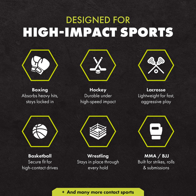 DAMAGE CONTROL High-Impact Mouth Guard – Sports Mouthguard for Boxing, Football, Hockey, Lacrosse & Basketball, Protects Teeth & Jaw, Protective Mouthpiece for Adults & Youth (Adult, HA HA HA 2.0) Adult