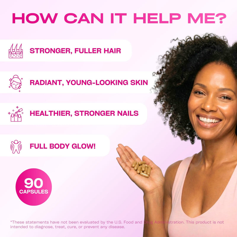 GOBIOTIX Hair, Skin & Nails Vitamins for Women — 10,000mcg Biotin, Hyaluronic Acid & MSM — 28 Vitamins with Folate & Iron — Supports Hair & Nail Growth — 2-Pack, 180 Capsules 90 Count (Pack of 2)