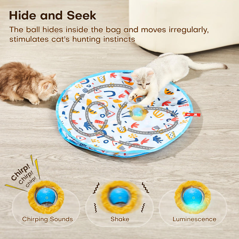 Potaroma Interactive Cat Toys, Fast Rolling Ball in Play Mat, Automatic Motion Activated Moving Ball Hide and Seek Game for Indoor Exercise Kicker, 28 Inch Play Mat - BeesActive Australia
