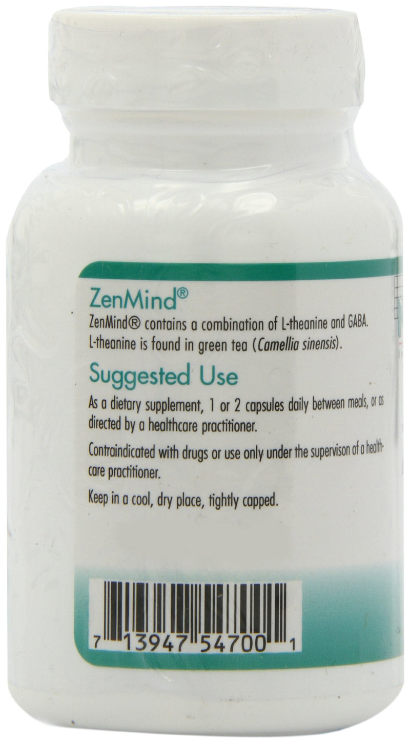 NutriCology ZenMind 550 mg GABA and 200 mg L-Theanine, 60 Capsules | Non-Drowsy GABA and L-Theanine Formula for Calmness and Relaxation Support Day or Night, 30 Servings