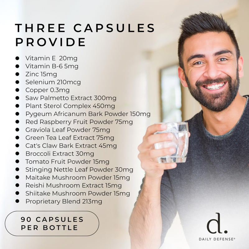 Prostate Defense Prostate Health Supplement for Men with Saw Palmetto Powder, Vitamin E, Zinc, Mushrooms, Pumpkin Seed - Urinary Prostate Support